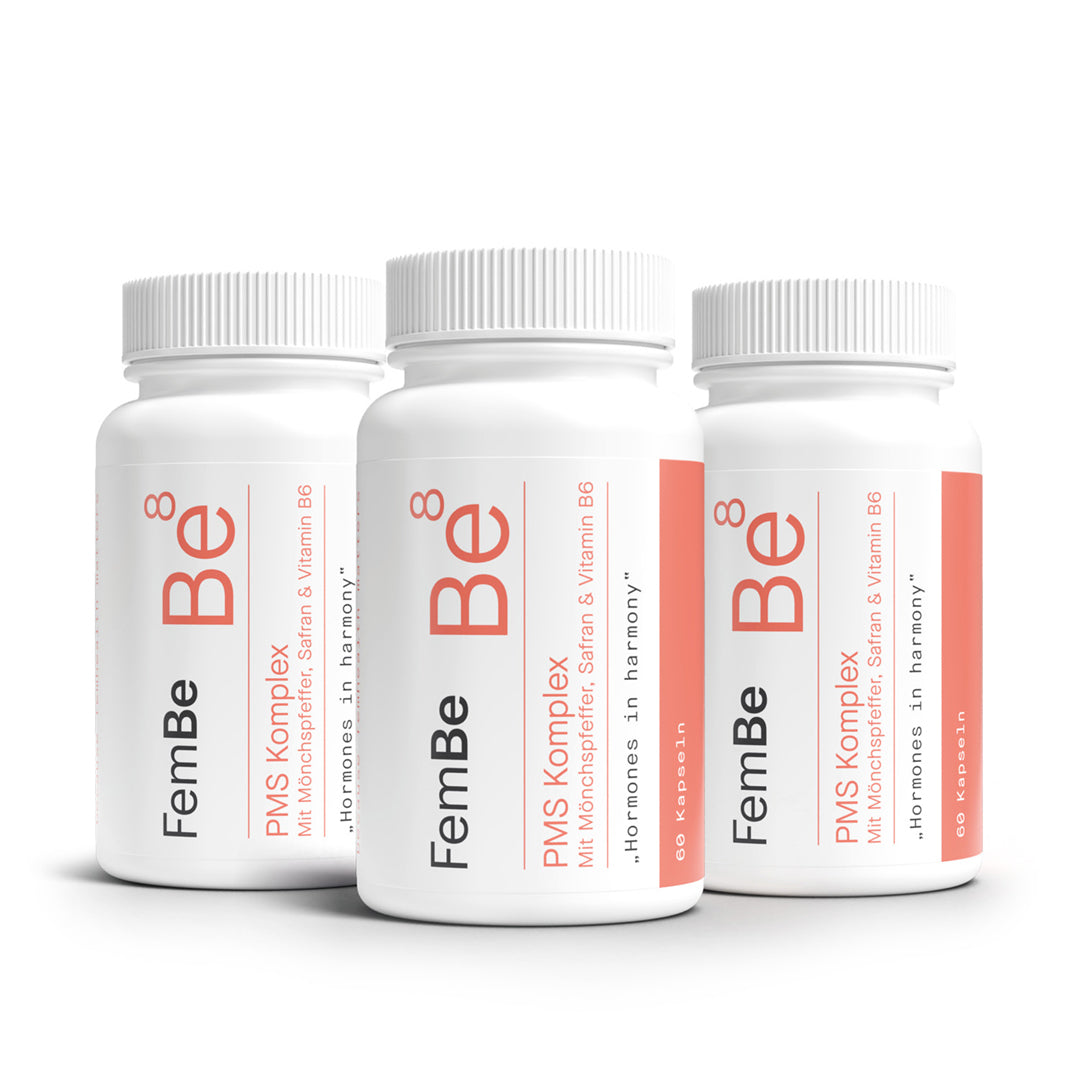 PMS Kapseln für 3 Monate | Mit Mönchspfeffer, Safran & B-Vitamine