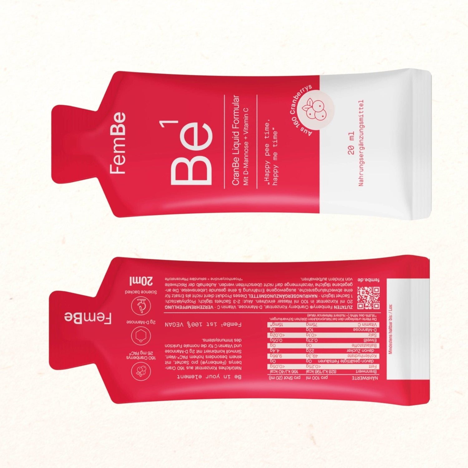 Cranberry Saft Konzentrat mit D - Mannose + Vitamin C Sachets - Be1 FemBe - Cellavent Healthcare