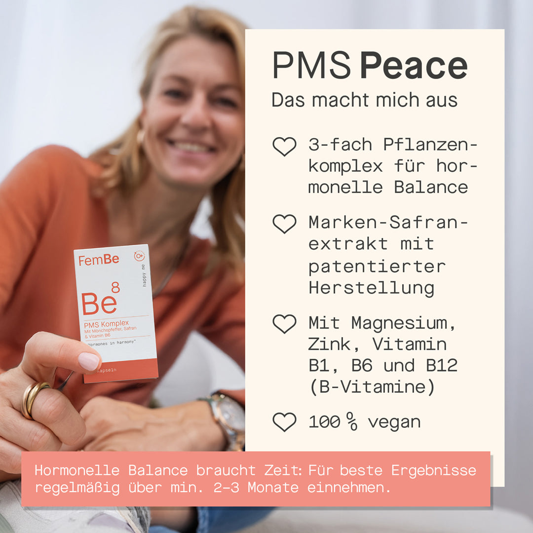 PMS Kapseln mit Mönchspfeffer, Safran &amp; Ingwer – Be8 FemBe