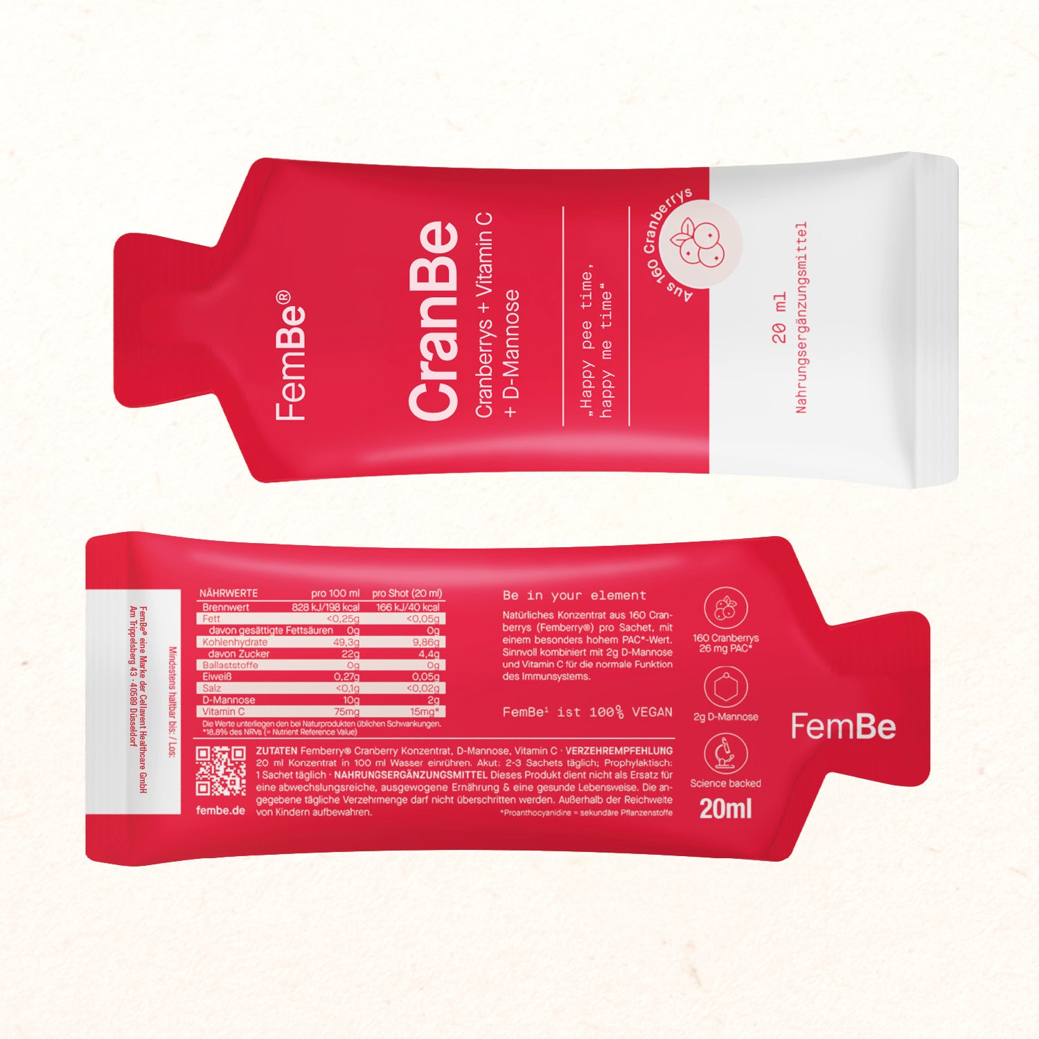 Cranberry Juice Concentrate with D-Mannose + Vitamin C Sachets – Be1 CranBe 
