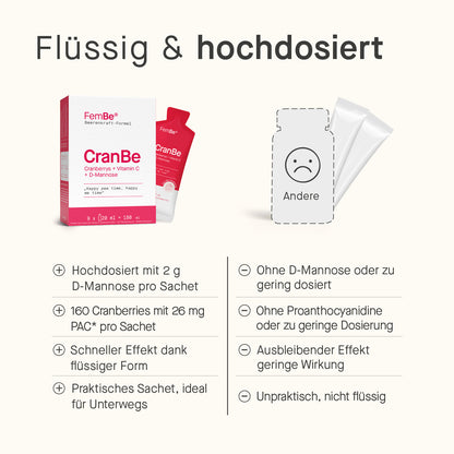 3-pack of liquid cranberry concentrate in sachets | With D-mannose + vitamin C