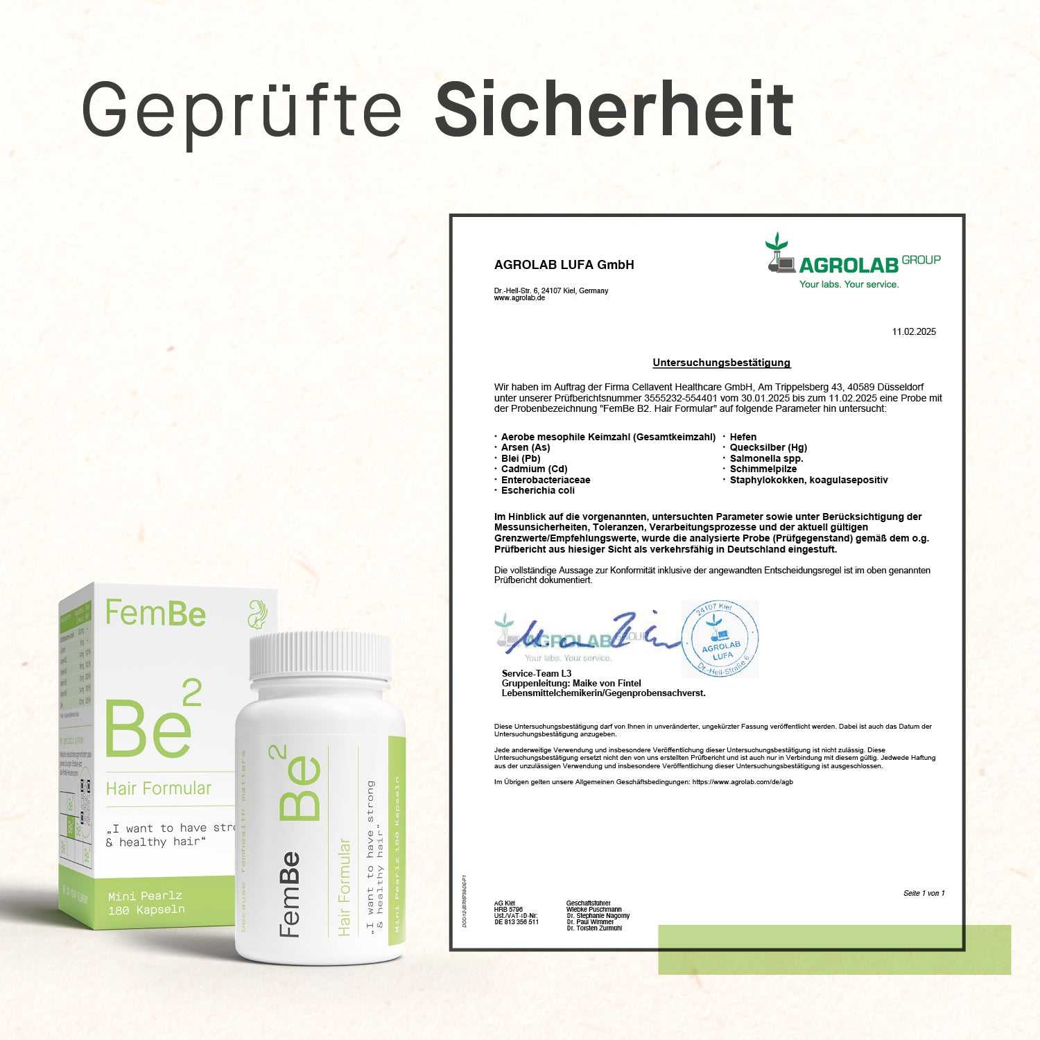 Haar Vitamin Kapseln mit Goldhirse &amp; L - Cystin - Be2 FemBe - Cellavent Healthcare