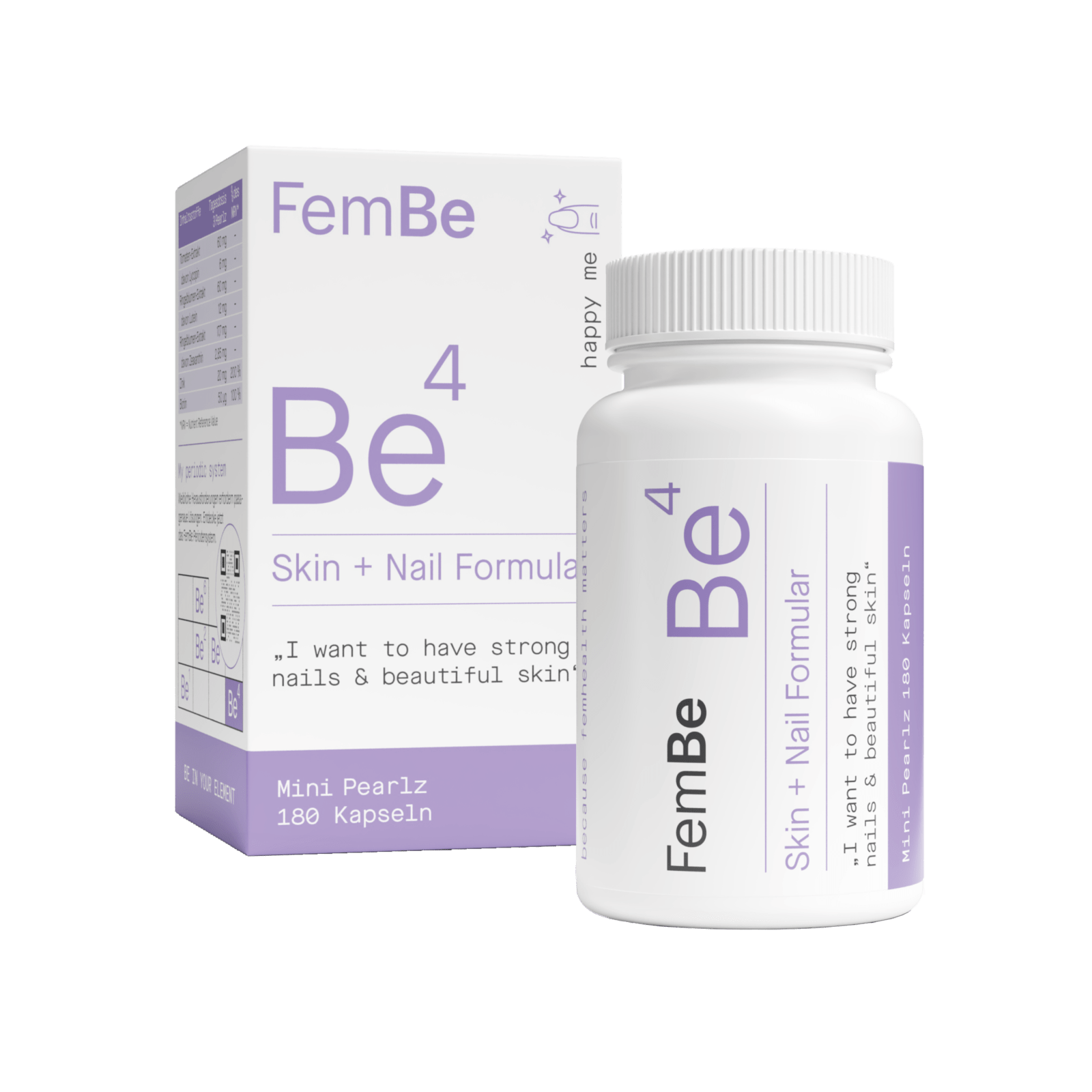 Haut &amp; Nägel Kapseln mit Biotin, Zink &amp; Carotinoide - Be4 FemBe - Cellavent Healthcare