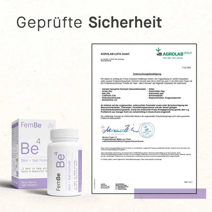 Haut &amp; Nägel Kapseln mit Biotin, Zink &amp; Carotinoide - Be4 FemBe - Cellavent Healthcare